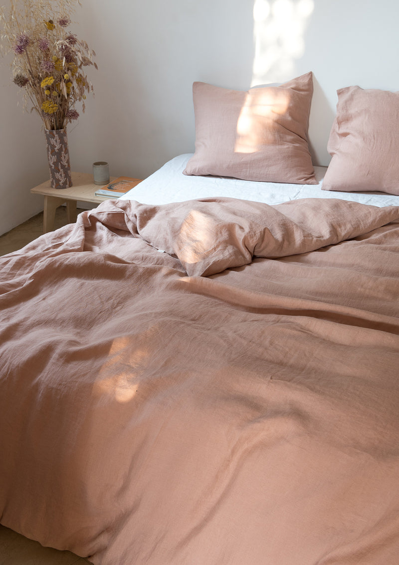 Sunset Rose Linen Duvet Cover Set