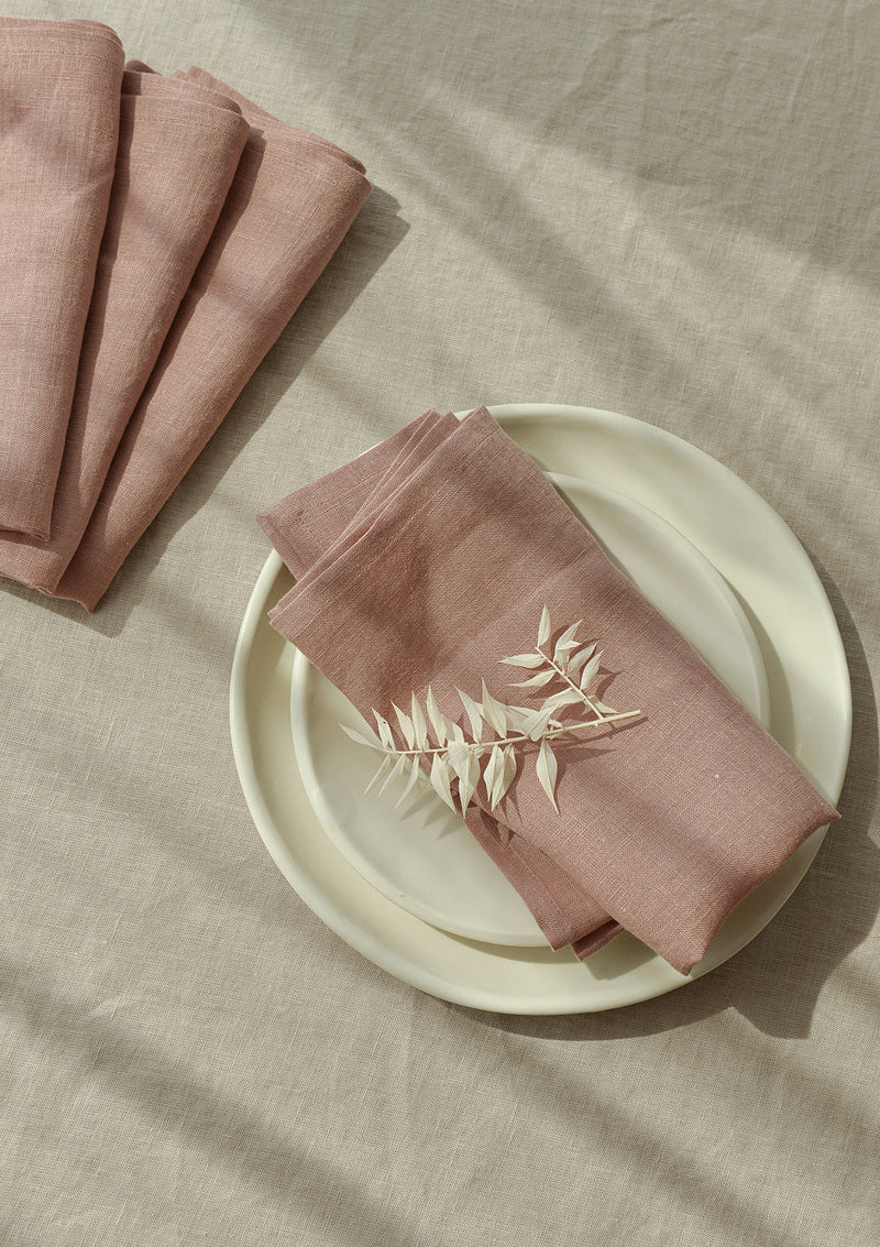 Sunset Rose Linen Napkin Set