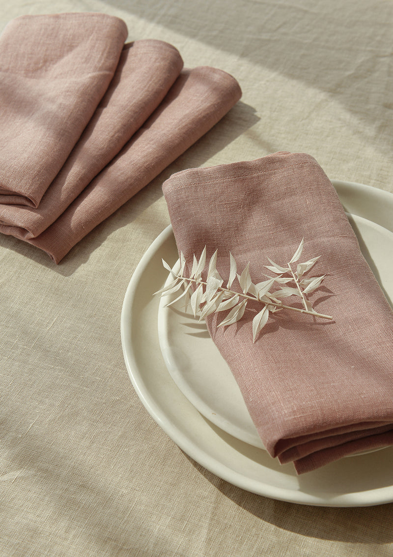 Sunset Rose Linen Napkin Set