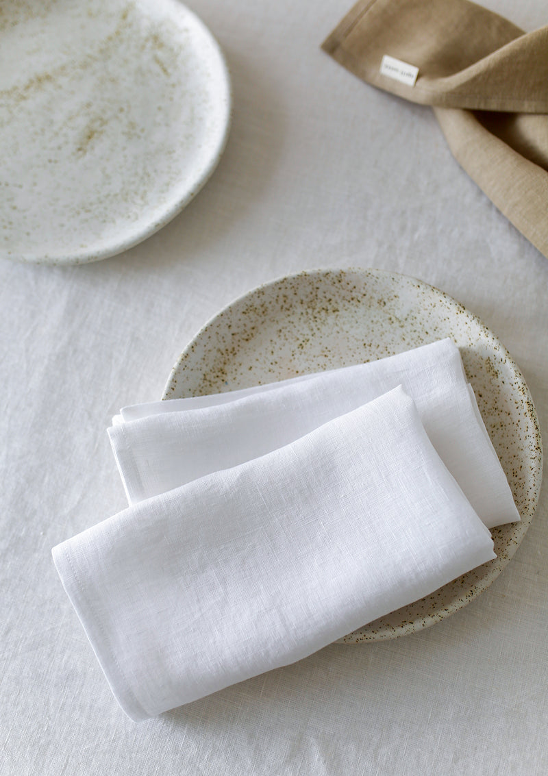 White (Ivory) Linen Napkin Set