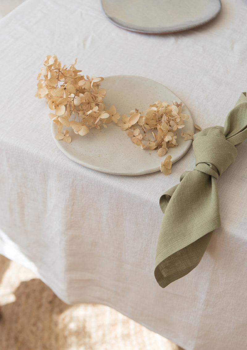 White (Ivory) Linen Tablecloth